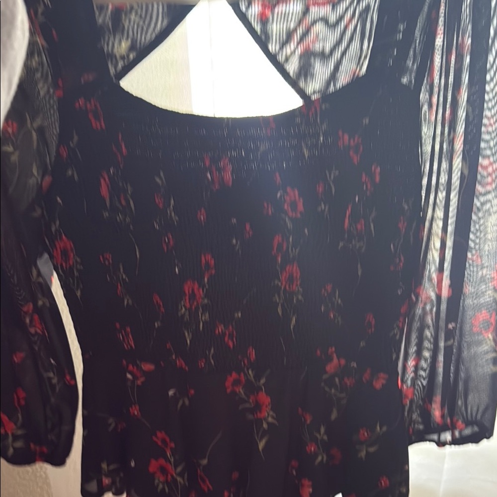 Black Floral Sheer Blouse